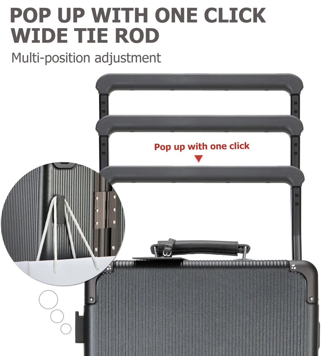 Aluminum Frame Wide Handle Spinner Luggage