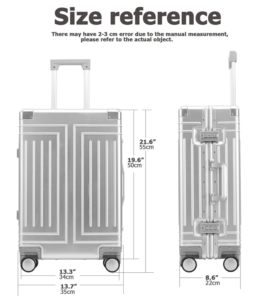 Aluminum Frame Wide Handle Spinner Luggage