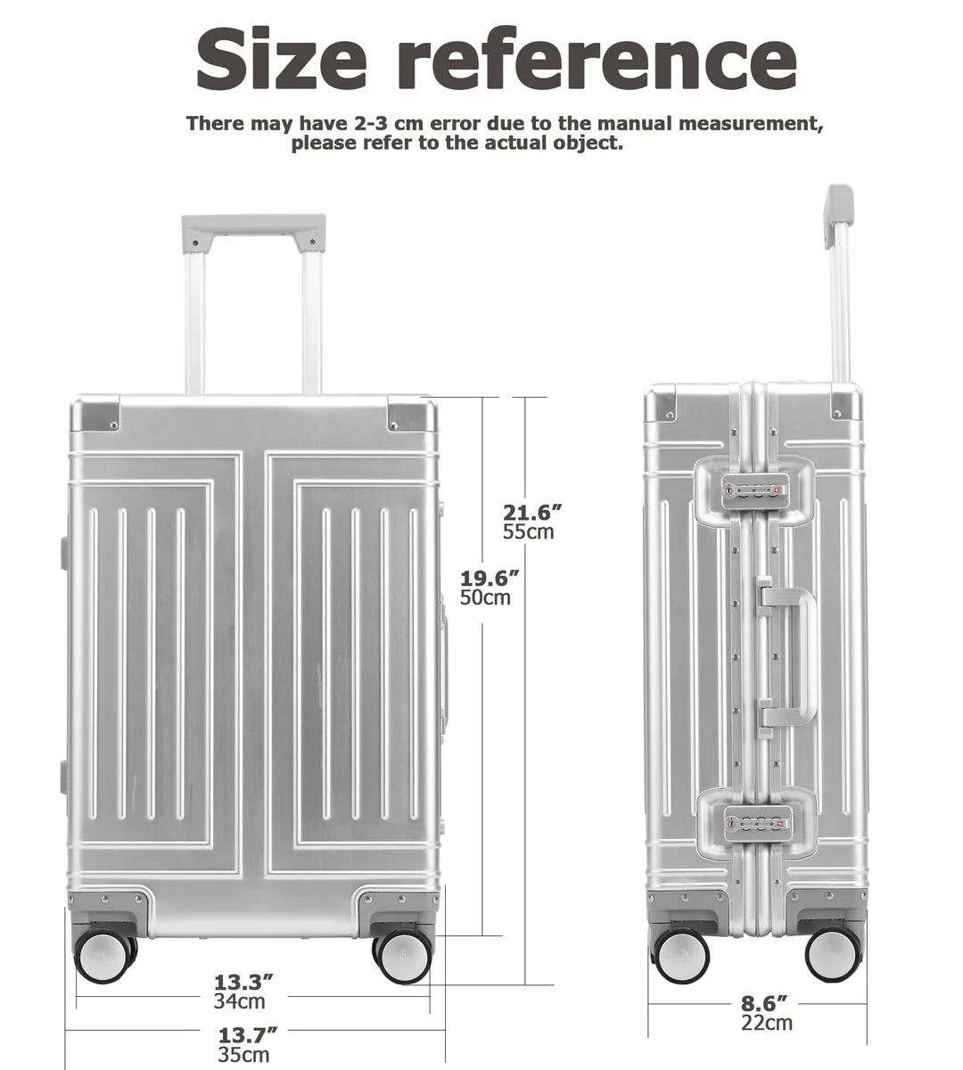 Aluminum Frame Wide Handle Spinner Luggage