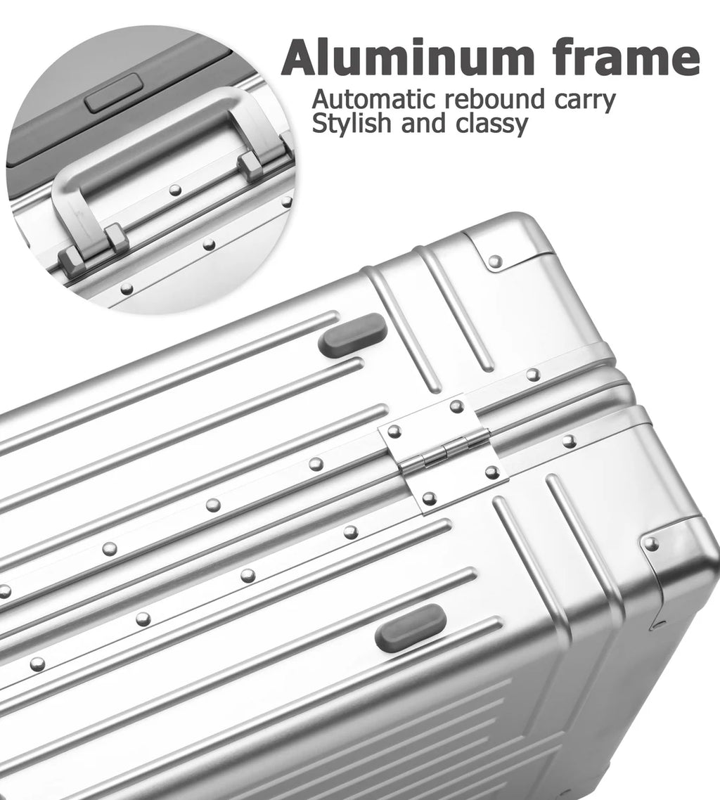 Aluminum Frame Wide Handle Spinner Luggage