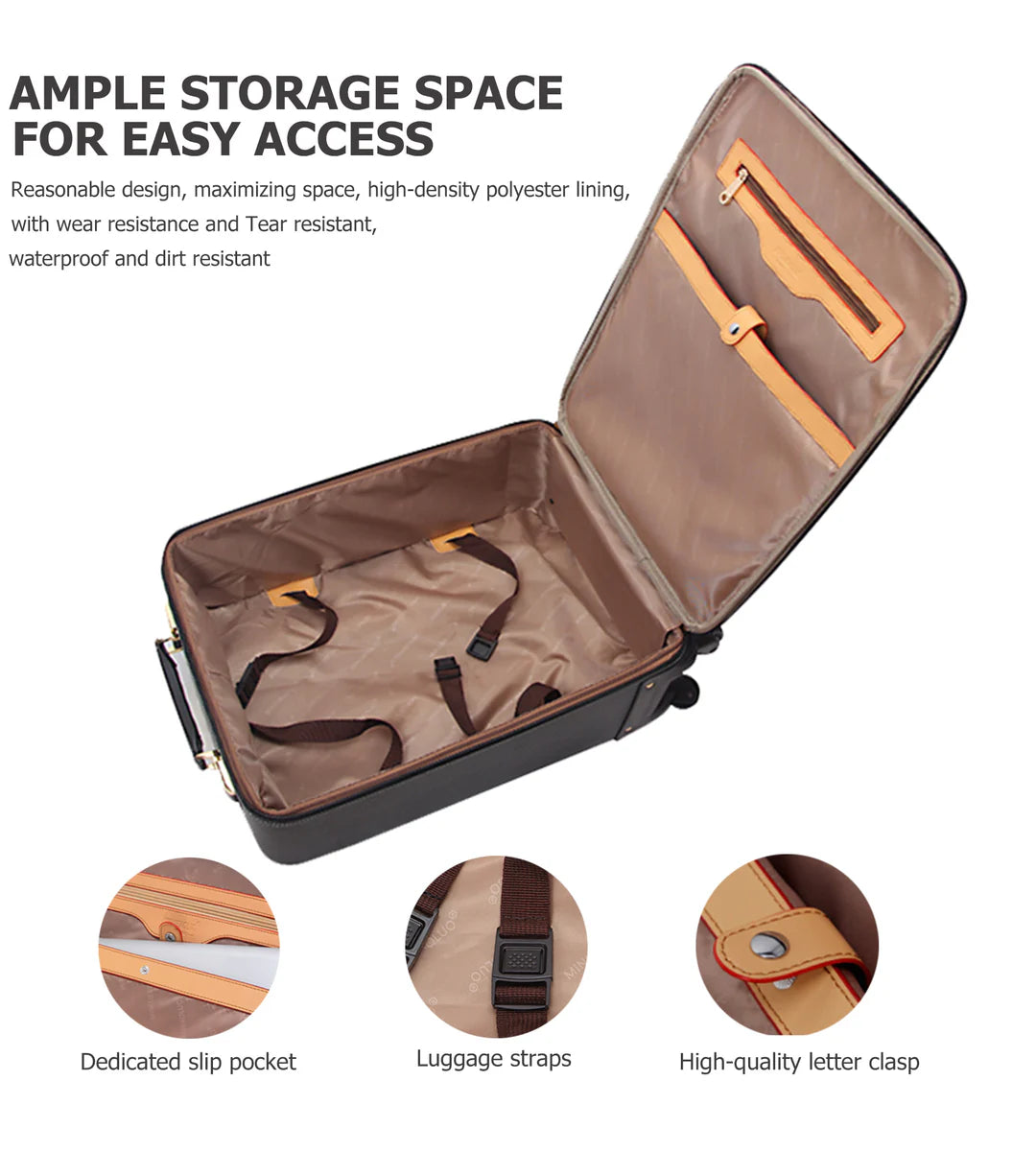 PVC Leather Business Carry-On Spinner Luggage