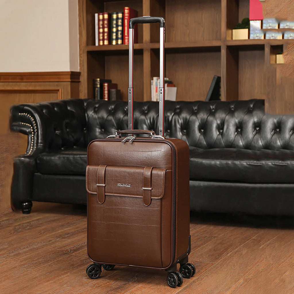 PVC Leather Business Carry-On Spinner Luggage