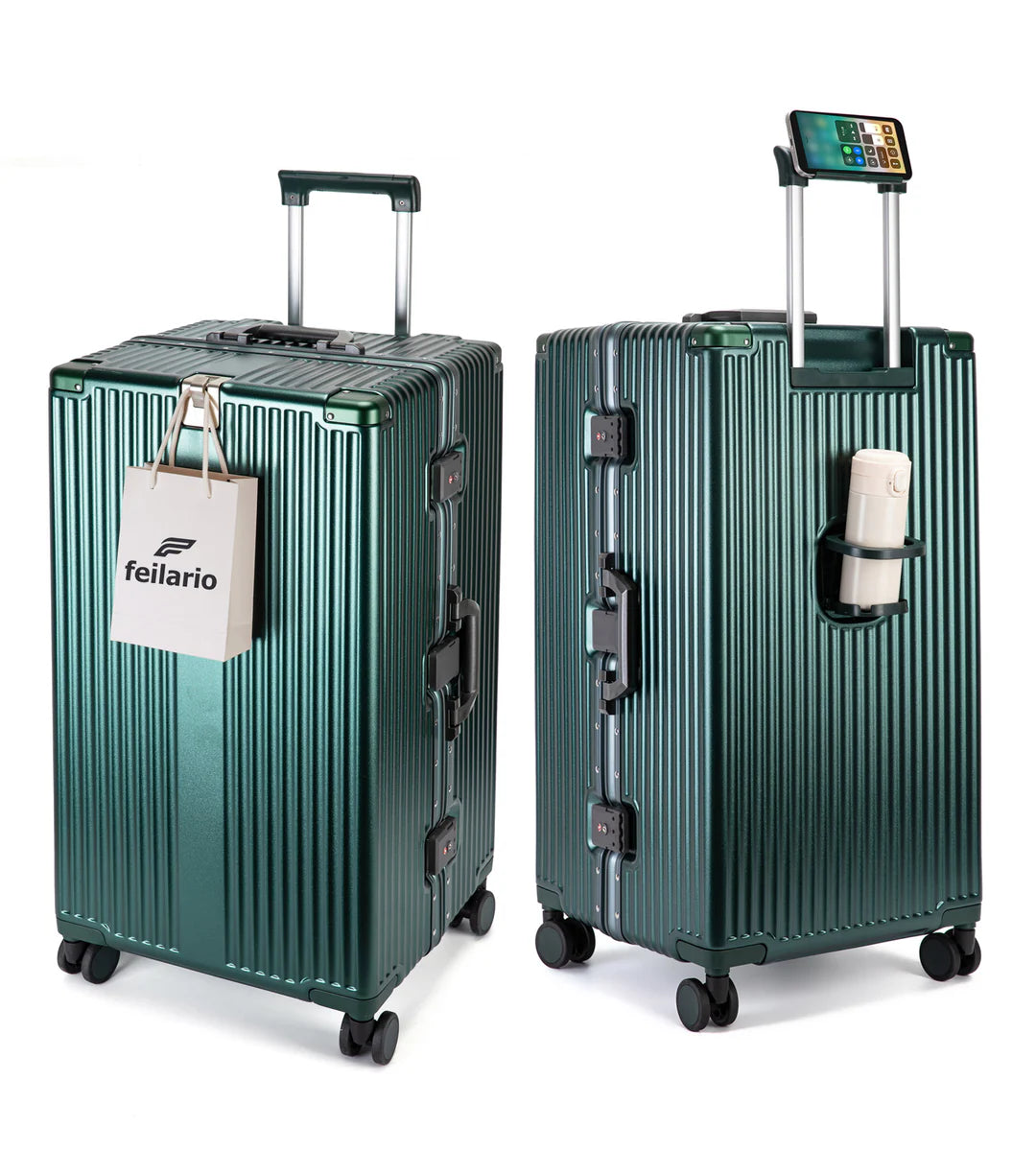 Super Large Aluminum Spinner Luggage Cup-Holder