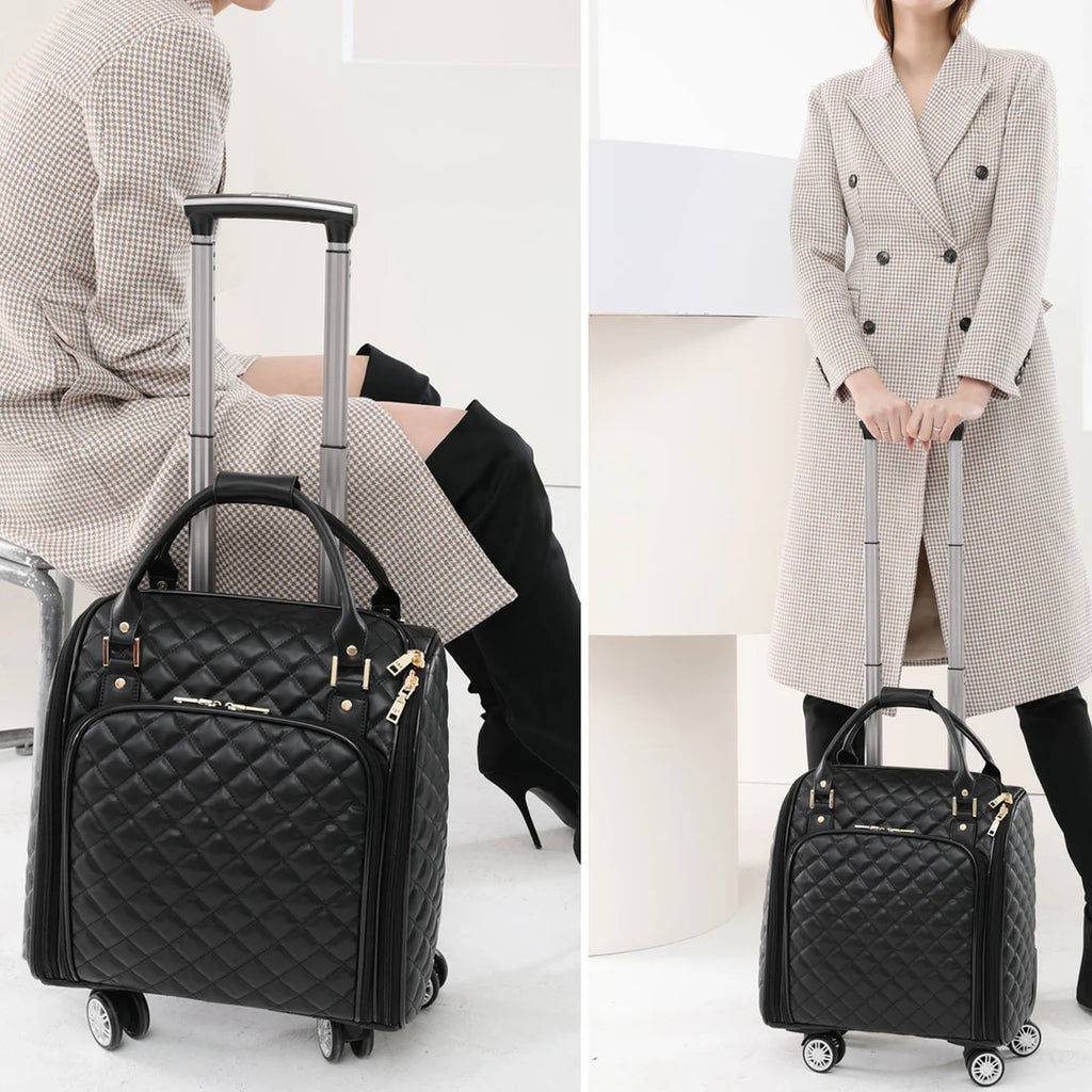 Leather Underseat Spinner Luggage