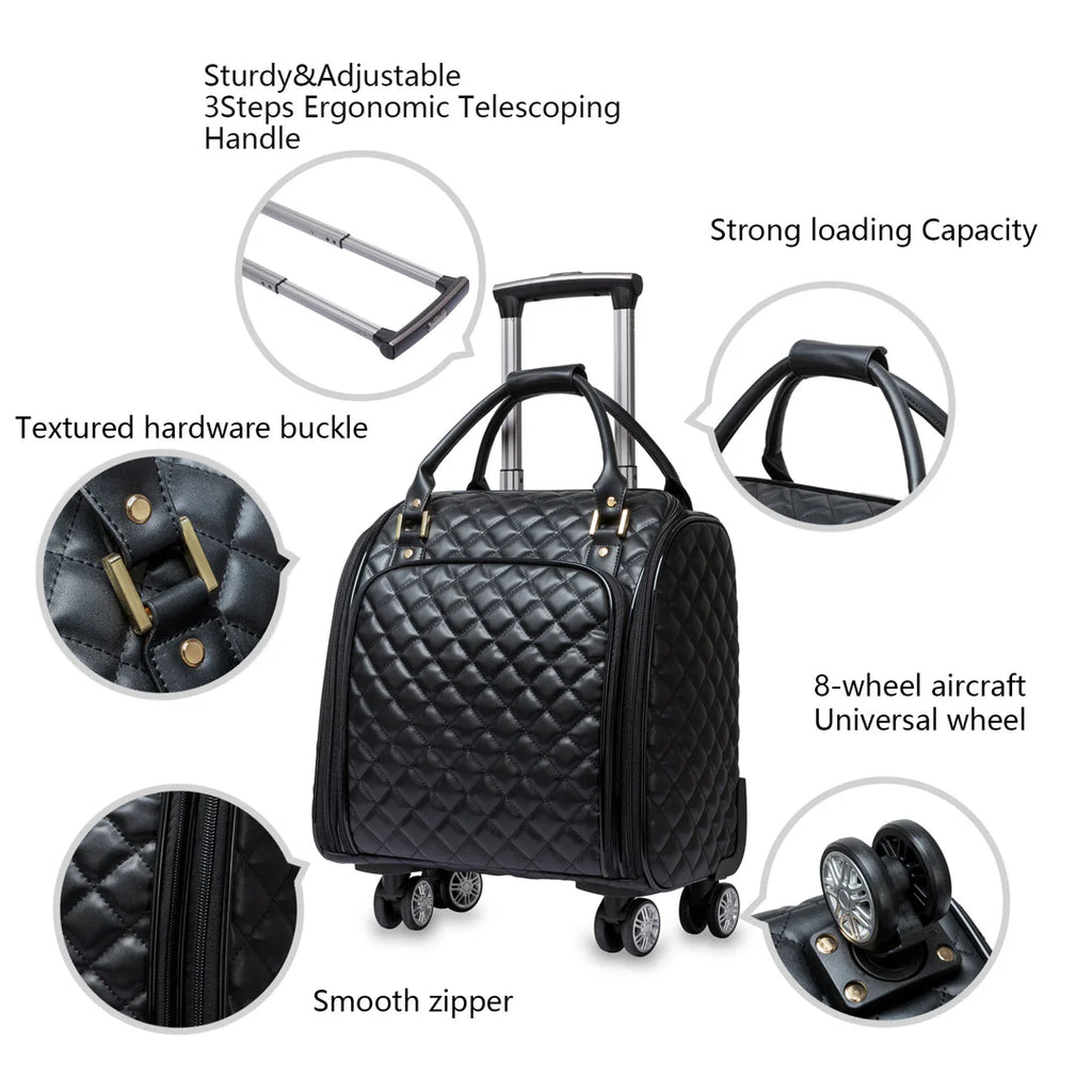 Leather Underseat Spinner Luggage